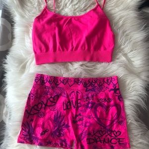Girls Dance spandex shorts & bra top set